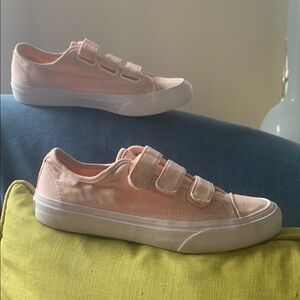 Unisex Vans Pink Velcro Sneakers Casual Low-Top W- 6.5 M- 5